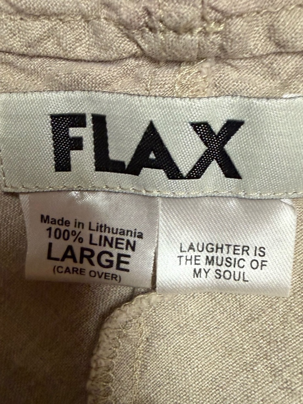Flax 100% Linen Beige Asymmetrical Tunic Tank Large - Picture 5 of 5